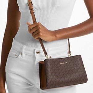 Michael Kors Brown Ruthie Logo Crossbody with Gold Hardware NWT